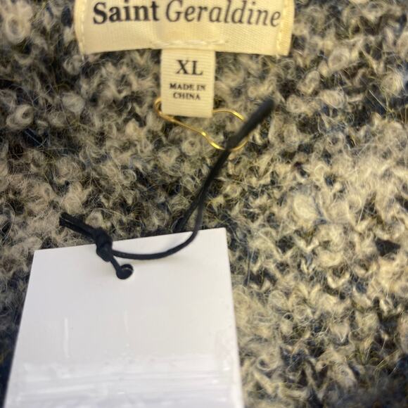 ST GERALDINE XL Beige Black Checkered Knit Wool Blend Top Sweater Vest NWT b39 - Picture 4 of 6
